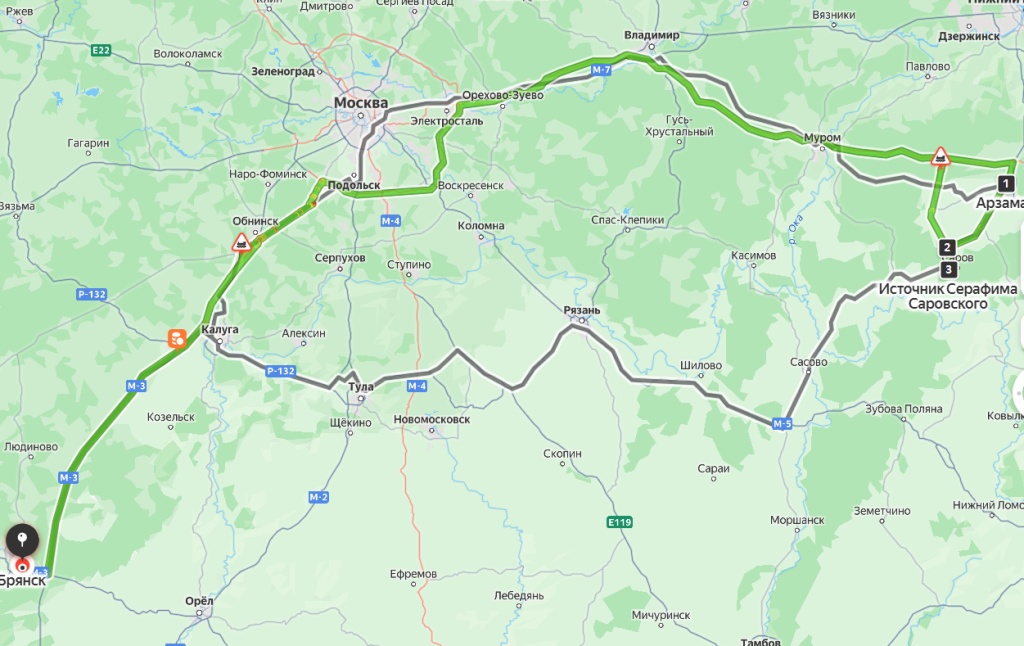 Рождество в Арзамасе и Дивеево на карте